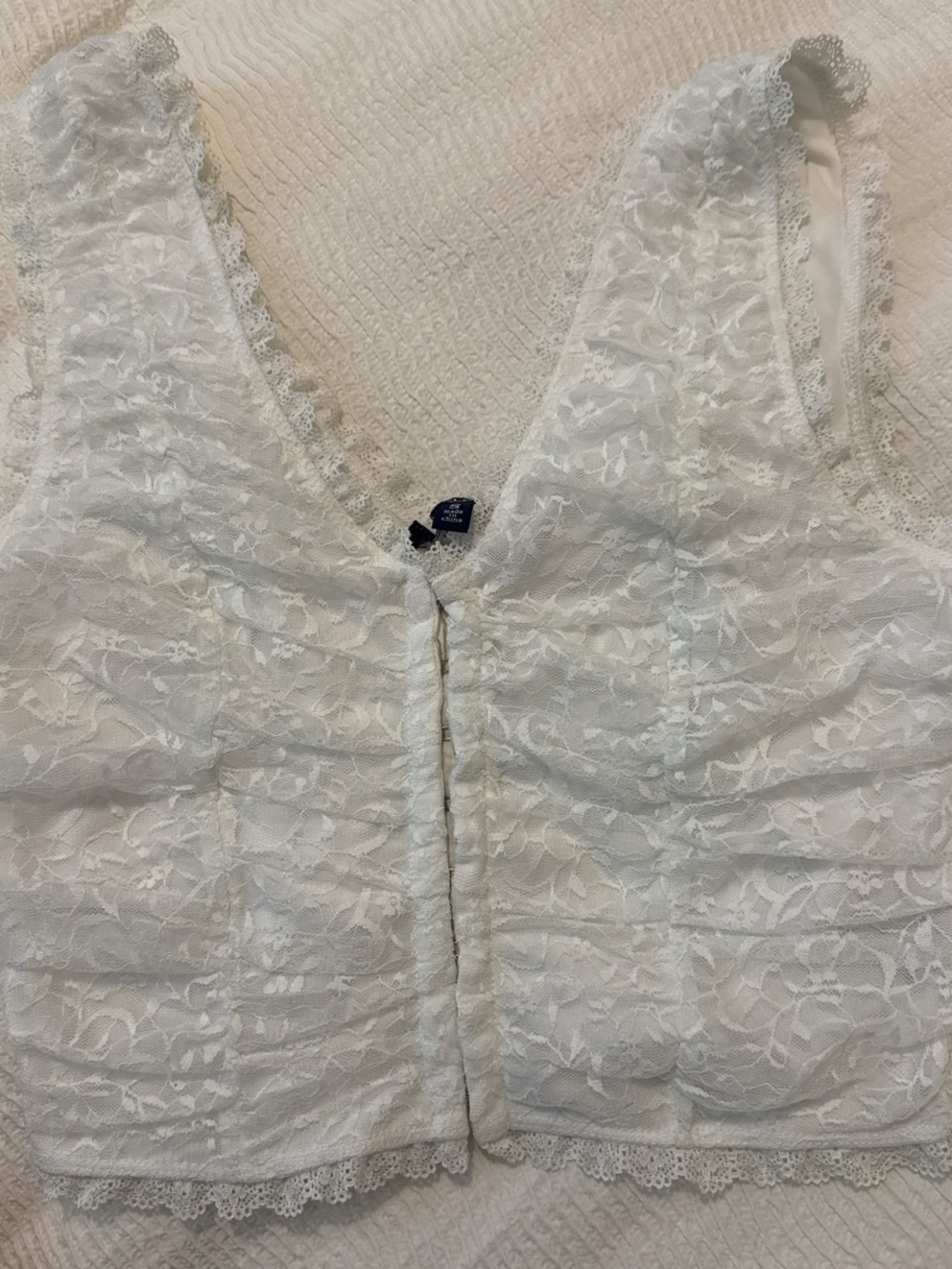 one clothing White Lace Camisole with V-Neck